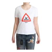 Moschino Autentisk Triangle Swim Graphic Print Tee White, Dam