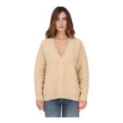 Pinko Round-neck Knitwear Beige, Dam