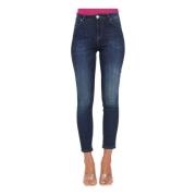 Pinko Blå Denim Love Birds Broderade Skinny Jeans Blue, Dam