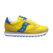 Saucony Gula Sneakers med Fet Logo och Blåa Accenter Yellow, Herr