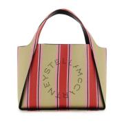 Stella McCartney Randig Raffia Toteväska med Stella Logo Multicolor, D...