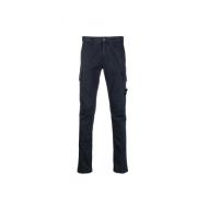 Stone Island Blå Stretch Bomulls Cargo Byxor Blue, Herr