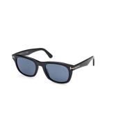 Tom Ford Blank svart solglasögon med blå polariserade linser Black, Un...