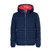 Tommy Hilfiger Quiltad huva jacka, nattblå Blue, Herr