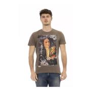 Trussardi Brun Bomull T-Shirt med Snygg Tryck Brown, Herr