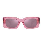 Versace Rektangulära solglasögon med lila lins och transparent rosa ra...