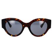 Versace Runda solglasögon med mörkgrå lins och mörk Havana-ram Brown, ...