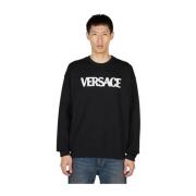Versace Logo Mesh Sweatshirt Black, Herr