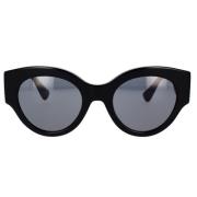 Versace Runda solglasögon med mörkgrå lins och svart båge Black, Unise...