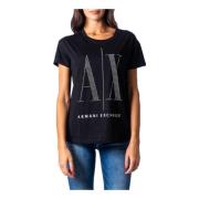 Armani Exchange Tryckt Dam T-shirt Black, Dam