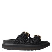 ASH Stiliga Satin Svarta Sliders Black, Dam