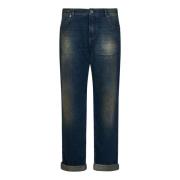 Balmain Vintage Mörkblå Rak Passform Jeans Blue, Herr