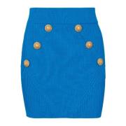 Balmain Kort stickad kjol Blue, Dam