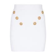 Balmain 6-knappad stickad kjol White, Dam