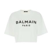 Balmain Vit bomull T-shirt White, Dam