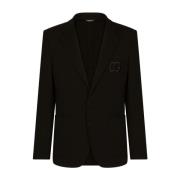 Dolce & Gabbana Lyxig Svart Jacka med Broderad Logotyp Black, Herr