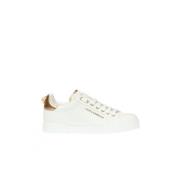 Dolce & Gabbana Vita lädersneakers med guld- och vita logoförstärkning...