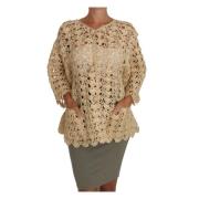 Dolce & Gabbana Beige Virkad Stickad Raffia Cardigan Beige, Dam