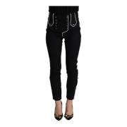 Dolce & Gabbana Svarta Byxor med Knappdekoration och Slim Fit Black, D...