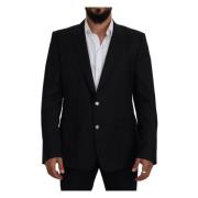 Dolce & Gabbana Svart Martini Tryckt Foder Jacka Blazer Black, Herr