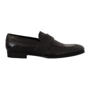 Dolce & Gabbana Svarta Slip On Moccasin Skor i Krokodilskinn Black, He...