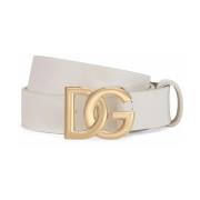 Dolce & Gabbana Logo Spänne Bälte i Vitt White, Dam