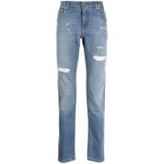 Dolce & Gabbana Tvättade svarta skinny stretch jeans Blue, Herr