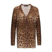 Dolce & Gabbana Animalier Cashmere Cardigan Brown, Dam