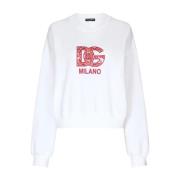 Dolce & Gabbana Vit DG Logo Patch Sweatshirt White, Dam