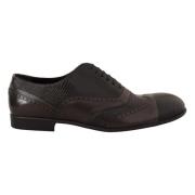 Dolce & Gabbana Snygga Bruna Ödleskinn Läder Oxford Klädskor Brown, He...