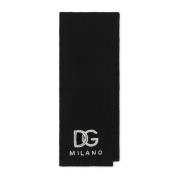 Dolce & Gabbana Svart Logobroderad Kasmirhalsduk Black, Herr