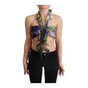 Dolce & Gabbana Multifärgad Siden Halterneck Crop Top Multicolor, Dam