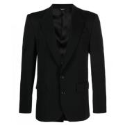 Dolce & Gabbana Svart Enradig Blazer med Peak Revers Black, Herr