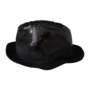 Dolce & Gabbana Svart Sequin Fedora Hatt Black, Herr
