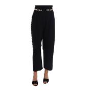 Dolce & Gabbana Svarta Ull Stretch Kristallbyxor Black, Dam