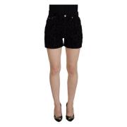 Dolce & Gabbana Black Denim Cotton Stretch Hot Pants Shorts Black, Dam