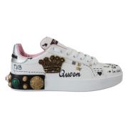 Dolce & Gabbana Drottning Krona Lädersneakers White, Dam