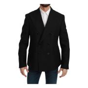 Dolce & Gabbana Lyxig Svart Slim Fit Blazer i Ullblandning Black, Herr