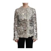 Dolce & Gabbana Paljetterad Shearlingjacka Gray, Dam