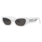 Dolce & Gabbana Kvinnors Cat-Eye Solglasögon med Oversized Logo White,...