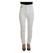 Dolce & Gabbana Off White Skinny Jeans med Hög Midja White, Dam