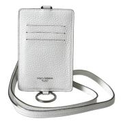 Dolce & Gabbana Vit Läder Lanyard Logo Korthållare Plånbok White, Herr