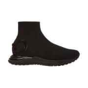 Salvatore Ferragamo Svarta sock sneakers Black, Dam