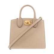 Salvatore Ferragamo Beige Studio Box Mini Axelväska Brown, Dam