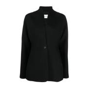 Salvatore Ferragamo Stilren Kragefri Enkelknäppt Blazer Black, Dam