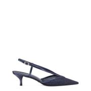 Stuart Weitzman Sparkle Mesh Slingback Klackmule Blue, Dam