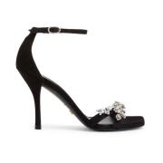 Stuart Weitzman Kristalldekorerad Nudist Vow Sandal Black, Dam