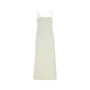 Jil Sander Elegant Ivory Viscose Blend Maxi Klänning White, Dam