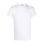 Jil Sander Herr Ribbad Bomull Creweck T-shirt White, Herr