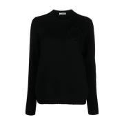 Jil Sander Stickad Blommig Pullover Black, Dam